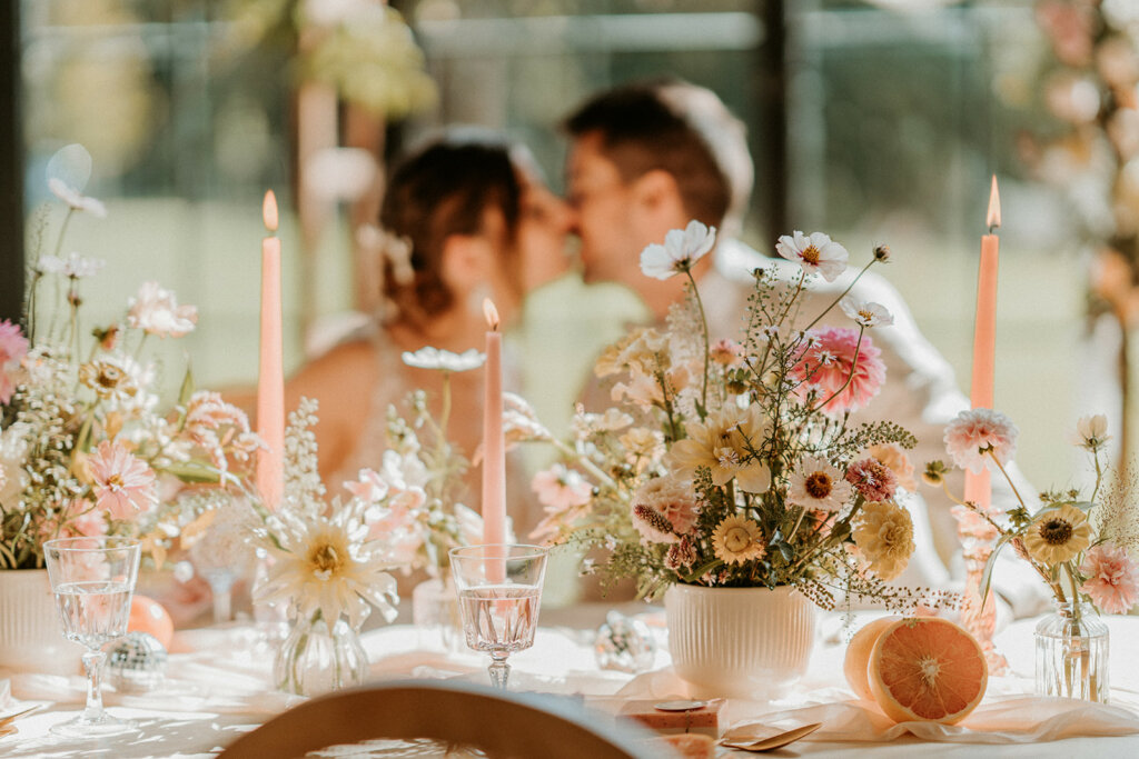 décoration table mariage pastel